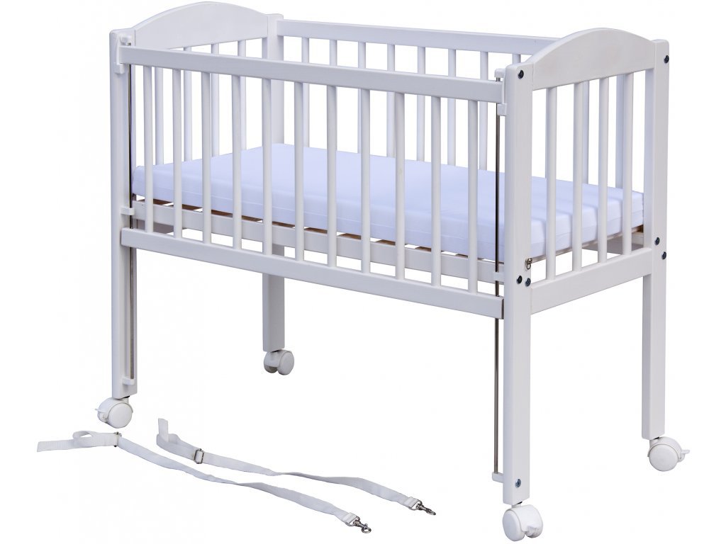 Biela postieľka so sťahovacím bokom k posteli Baby - borovica,  90 x 41 cm