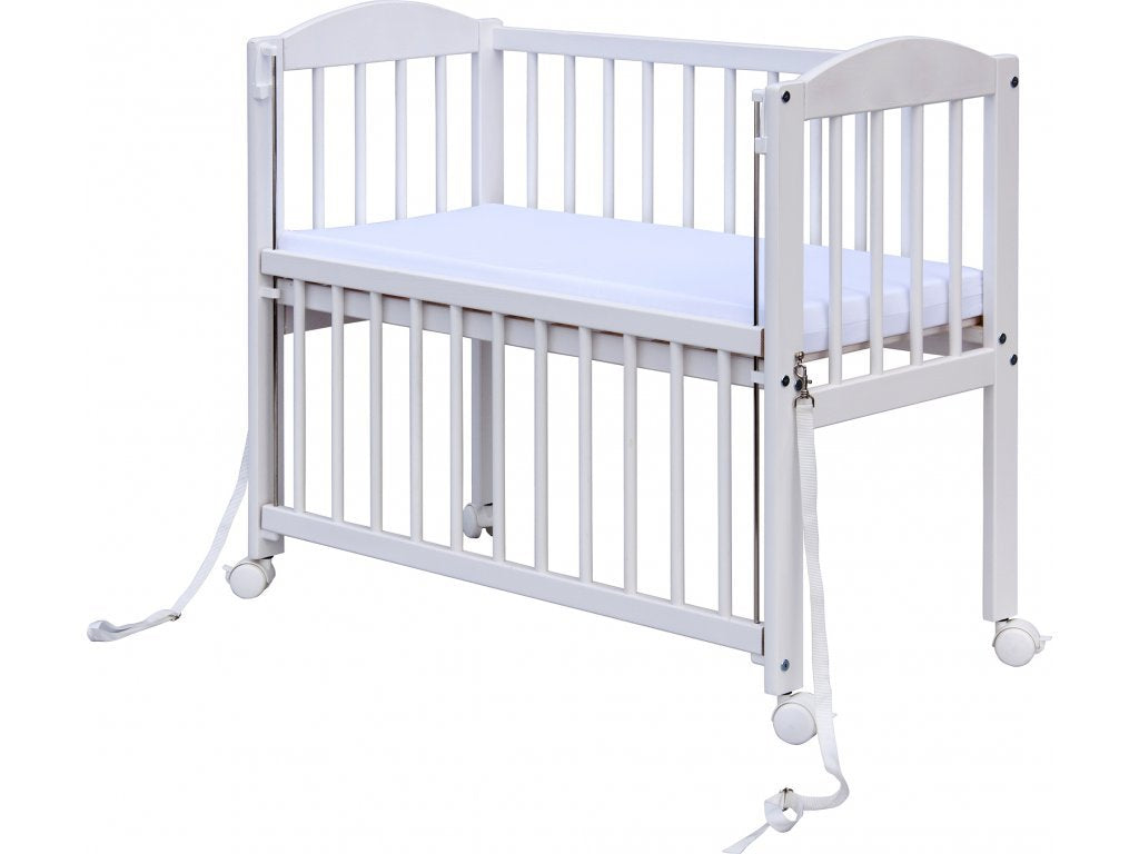Biela postieľka so sťahovacím bokom k posteli Baby - borovica,  90 x 41 cm