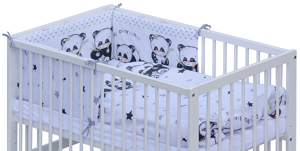 Postieľka s kompletnou výbavou Panda - biela, 120 x 60 cm