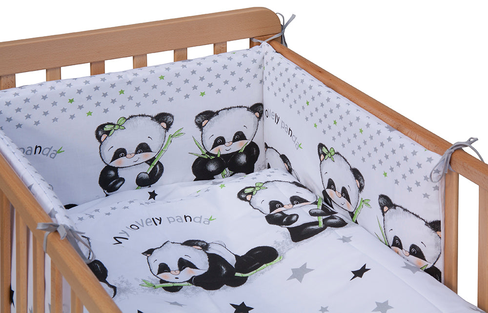 Výbava do postieľky Panda 6-dielna - biela