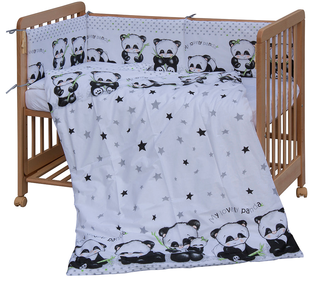 Výbava do postieľky Panda 6-dielna - biela