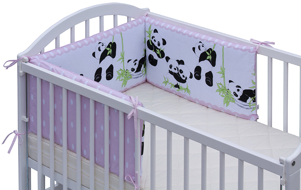 Mantinel do postieľky Panda - ružová