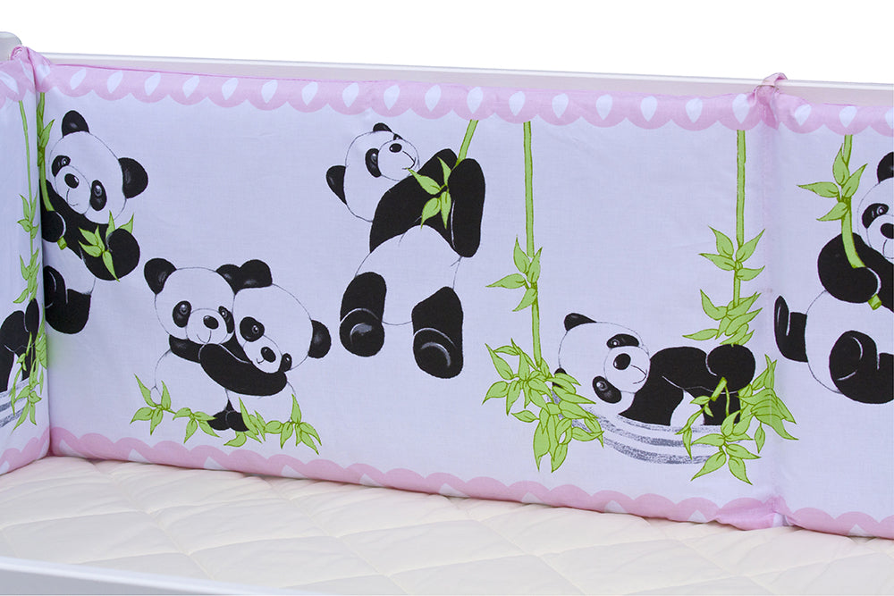 Mantinel do postieľky Panda - ružová