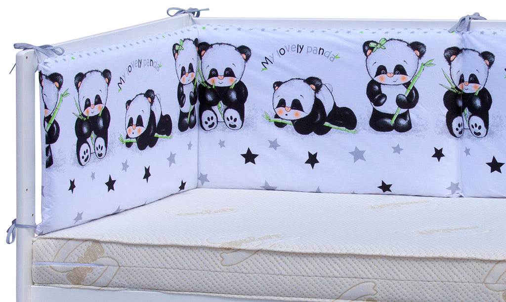 Mantinel do postieľky Panda - biela