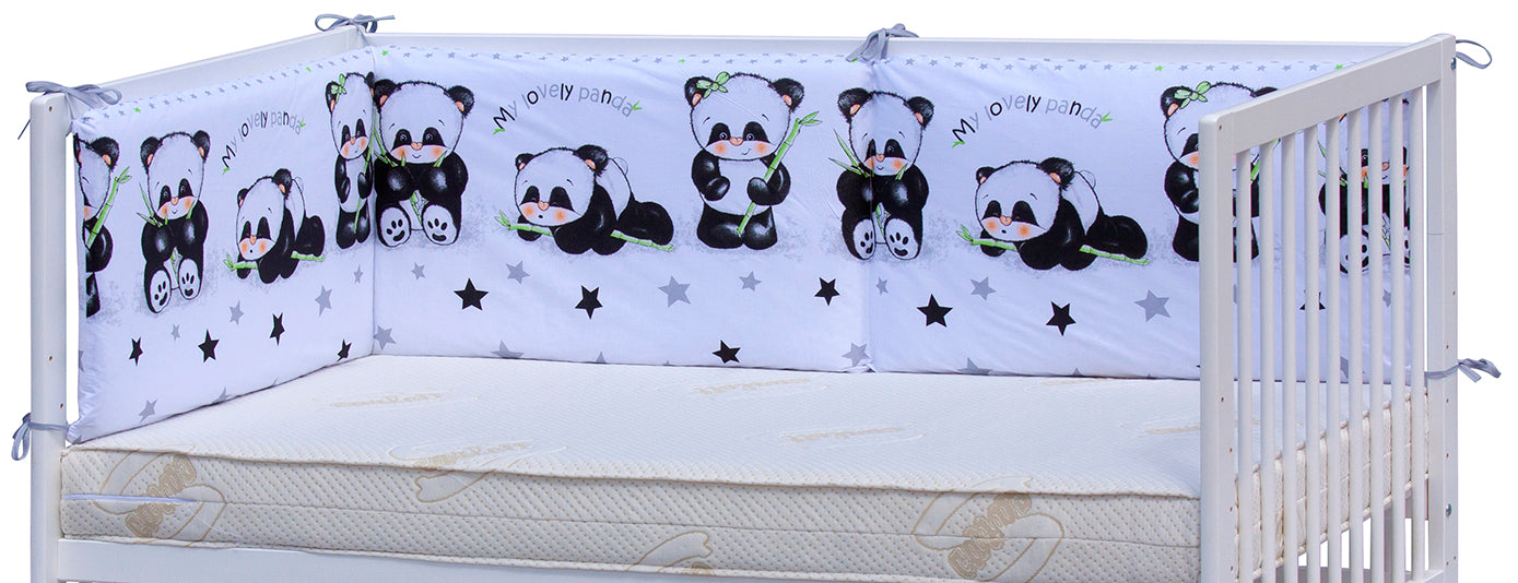 Mantinel do postieľky Panda - biela