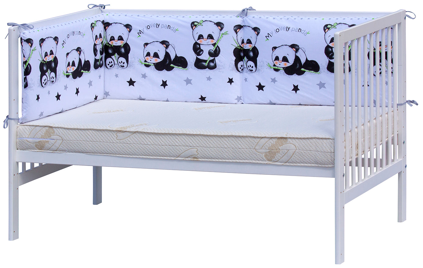 Mantinel do postieľky Panda - biela
