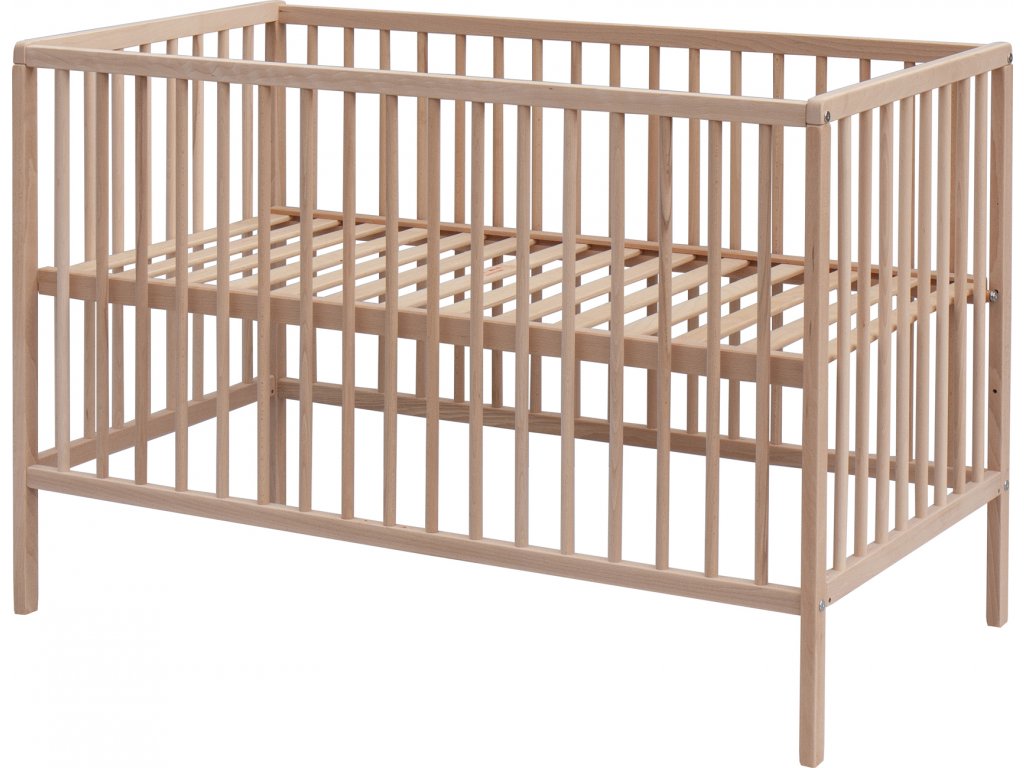 Lacná postieľka Glera EKO s vyberateľnými tyčkami - buk, 120 x 60 cm