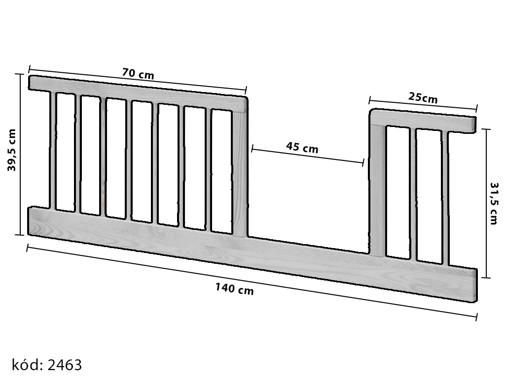 Biela zábrana na postieľku Kombi/Perta - 140 cm
